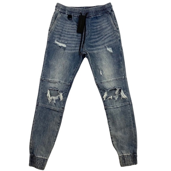 Saint Morta Doomsday Distressed Joggers Vintage Blue - Picture 2 of 15